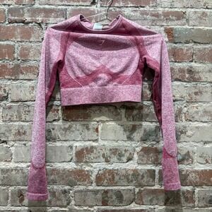 Gymshark Vital Seamless Long Sleeve Crop Top Pink Marl Small B1A3L